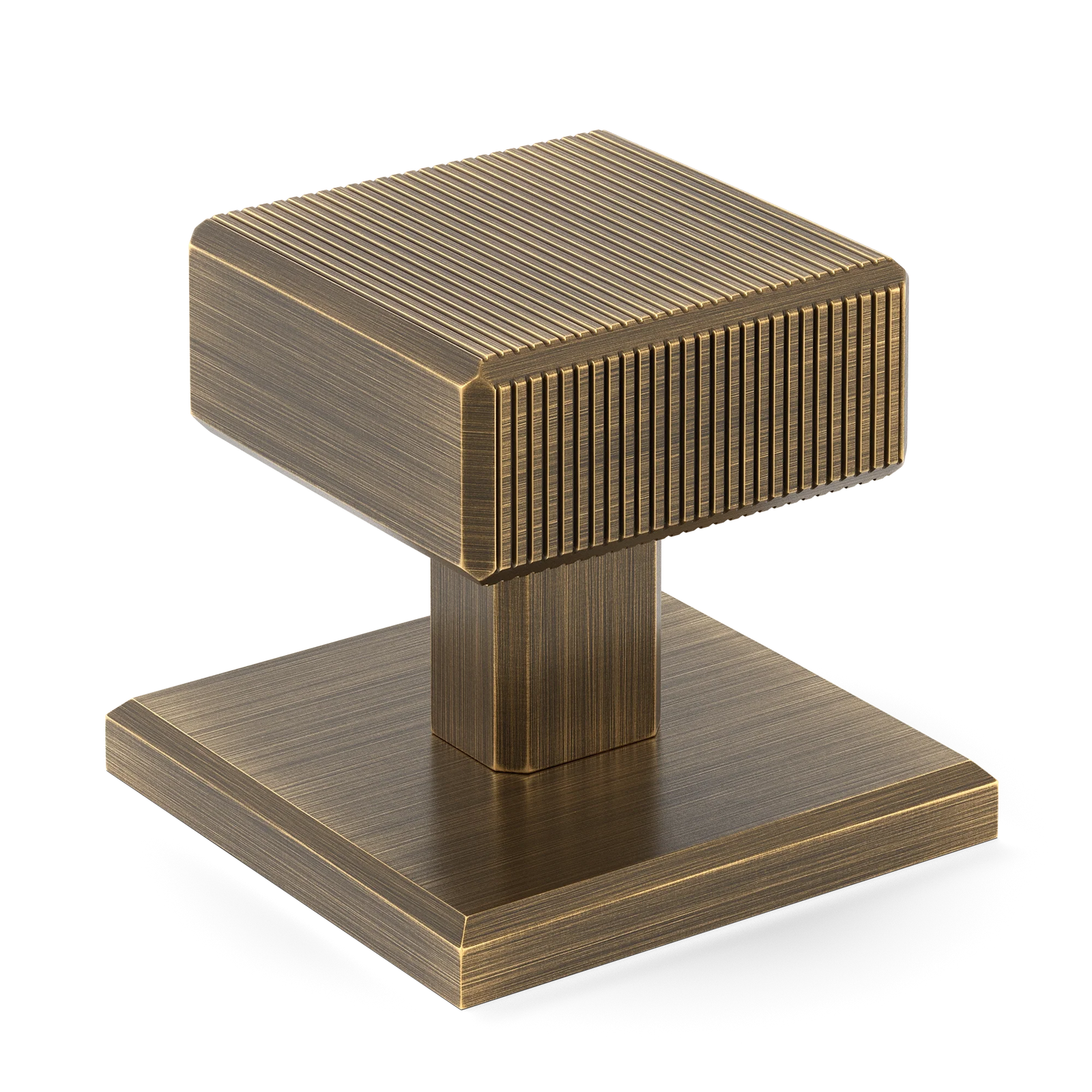 Armac Martin Digbeth Ridged Cabinet Knob with Backplate in 32mm / Satin Antique Satin Lacquered