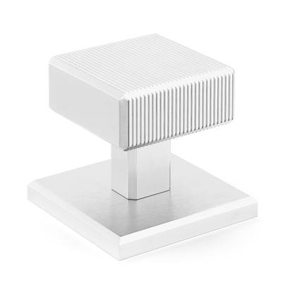 Armac Martin Digbeth Ridged Cabinet Knob with Backplate in 32mm / Satin Chrome Plate