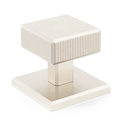 Armac Martin Digbeth Ridged Cabinet Knob with Backplate in 32mm / Satin Nickel Plate