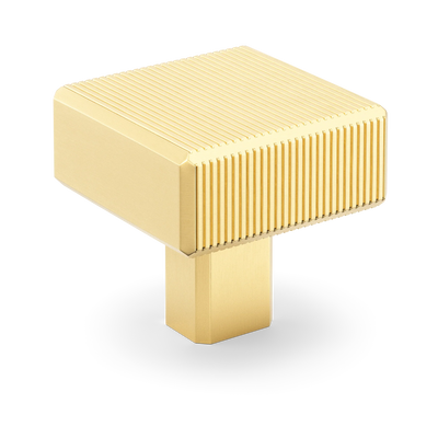 Armac Martin Digbeth Ridged Knob without Backplate in 32mm / Satin Brass Lacquered