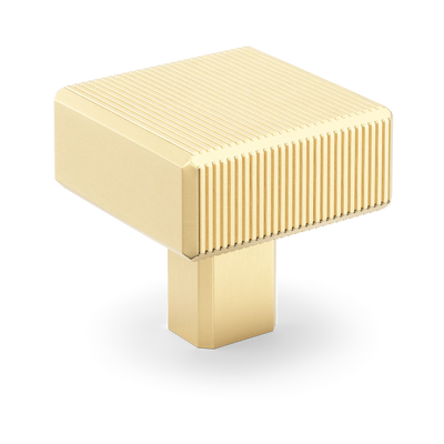 Armac Martin Digbeth Ridged Knob without Backplate in 32mm / Satin Brass Unlacquered