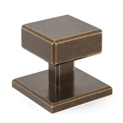Armac Martin Digbeth Plain Cabinet Knob with Backplate in 32mm / Dark Aged Brass