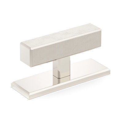 Armac Martin Digbeth Ridged T-bar Handle with Backplate in 67mm / Polished Nickel Plate