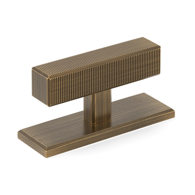 Armac Martin Digbeth Ridged T-bar Handle with Backplate in 67mm / Satin Antique Satin Lacquered