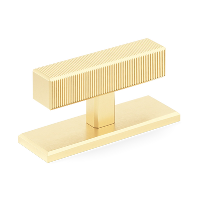 Armac Martin Digbeth Ridged T-bar Handle with Backplate in 67mm / Satin Brass Unlacquered