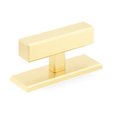 Armac Martin Digbeth Plain T-bar Handle with Backplate in 67mm / Satin Brass Satin Lacquered
