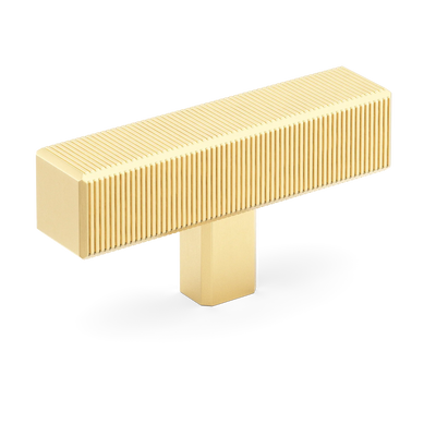 Armac Martin Digbeth Ridged T-bar without Backplate in 67mm / Satin Brass Satin Lacquered
