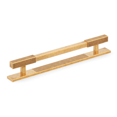 Armac Martin Digbeth Ridged Cabinet Handle with Backplate in 128mm / Burnished Brass