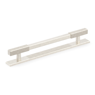 Armac Martin Digbeth Ridged Cabinet Handle with Backplate in 128mm / Barrelled Nickel Plate