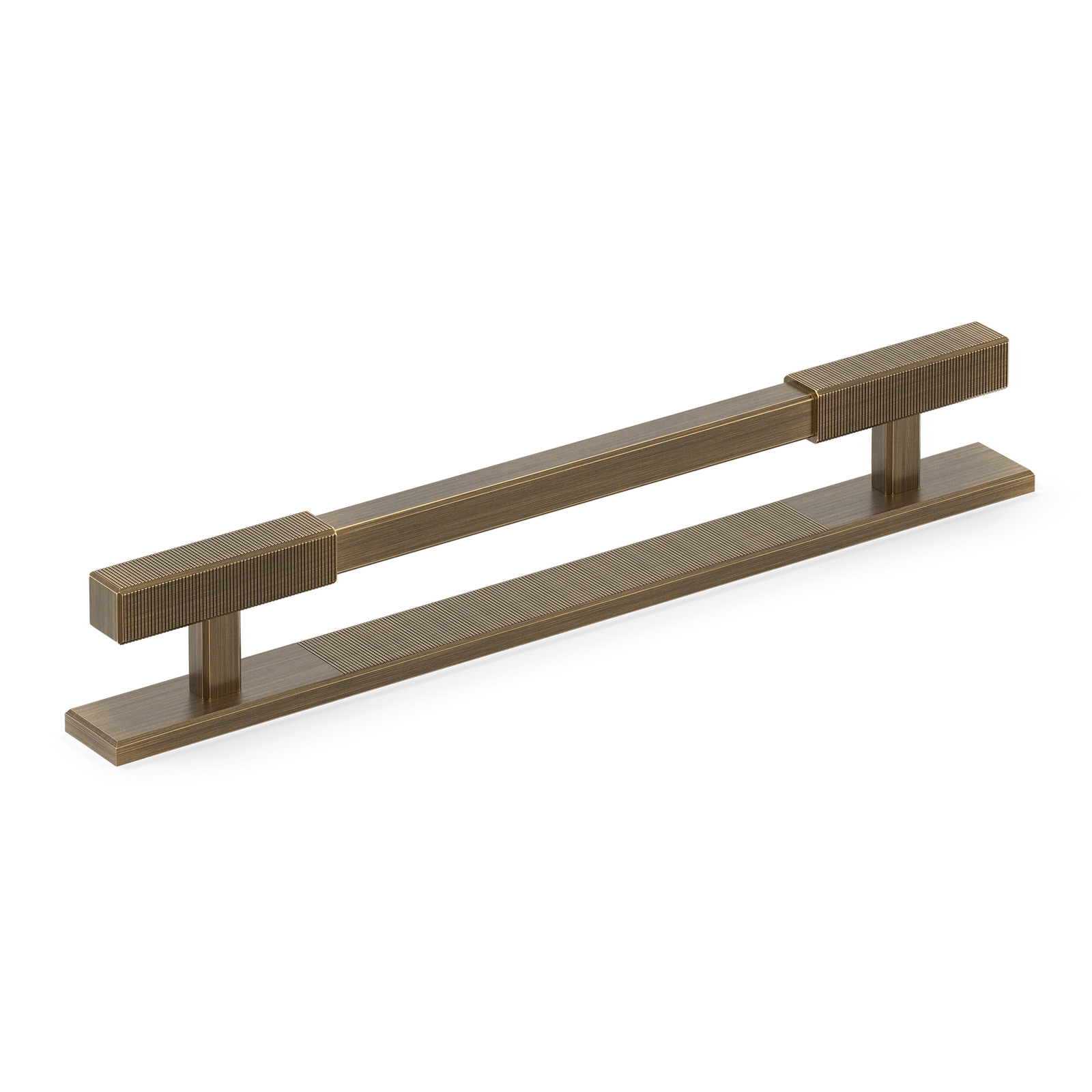 Armac Martin Digbeth Ridged Cabinet Handle with Backplate in 128mm / Satin Antique Satin Lacquered