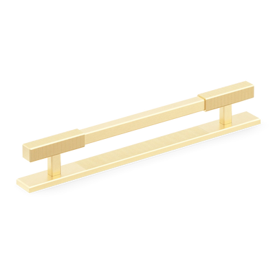 Armac Martin Digbeth Ridged Cabinet Handle with Backplate in 128mm / Satin Brass Unlacquered