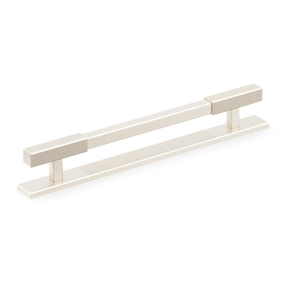 Armac Martin Digbeth Ridged Cabinet Handle with Backplate in 128mm / Satin Nickel Plate