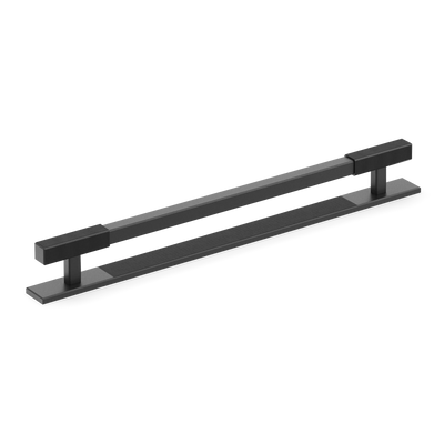 Armac Martin Digbeth Ridged Appliance Pull with Backplate in 384mm / Matt Black Lacquered