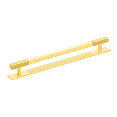 Armac Martin Digbeth Ridged Appliance Pull with Backplate in 384mm / Polished Brass Lacquered