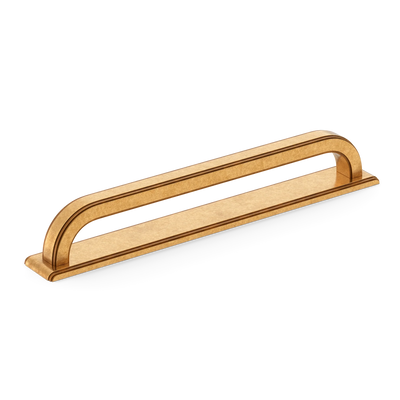 Armac Martin Dougan Cabinet Handle with Backplate in 96mm / Burnished Brass
