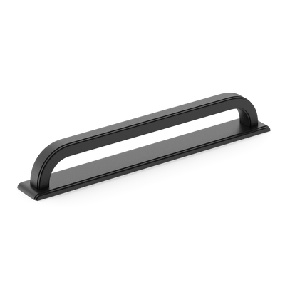 Armac Martin Dougan Cabinet Handle with Backplate in 96mm / Matt Black Lacquered