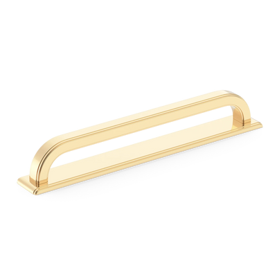 Armac Martin Dougan Cabinet Handle with Backplate in 96mm / Polished Brass Unlacquered