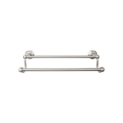 Top Knobs Edwardian Bath Towel Bar Double, Hex Backplate 30" in Brushed Satin Nickel