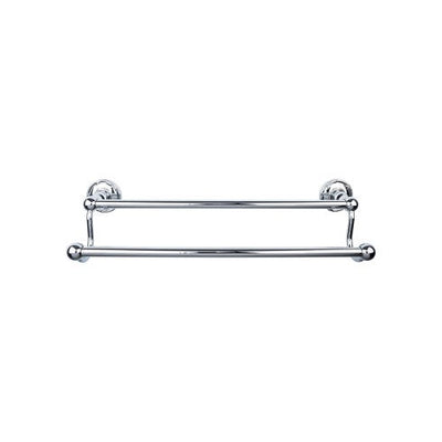 Top Knobs Edwardian Bath Towel Bar Double, Ribbon Backplate 30" in Polished Chrome