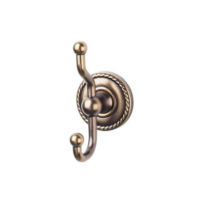 Top Knobs Edwardian Bath Double Hook, Rope Backplate in German Bronze