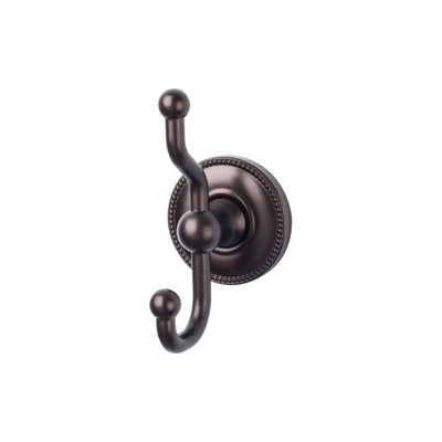 Top Knobs Edwardian Bath Double Hook, Beaded Backplate in Oil Rubbed Bronze
