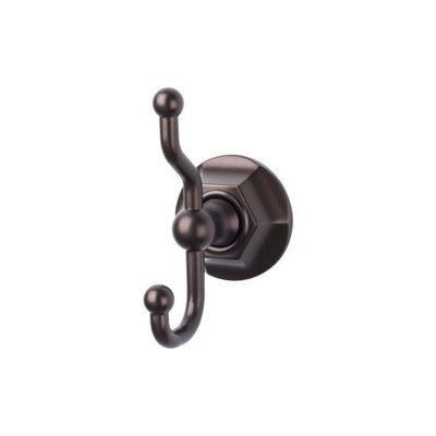 Top Knobs Edwardian Bath Double Hook, Hex Backplate in Oil Rubbed Bronze