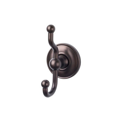 Top Knobs Edwardian Bath Double Hook, Plain Backplate in Oil Rubbed Bronze