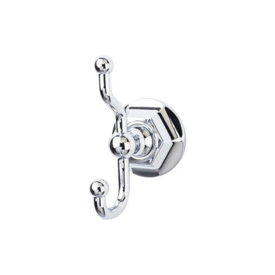 Top Knobs Edwardian Bath Double Hook, Hex Backplate in Polished Chrome