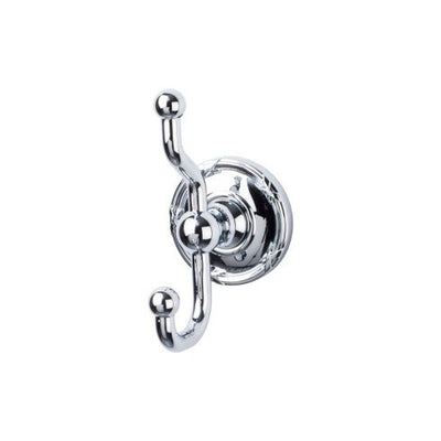 Top Knobs Edwardian Bath Double Hook, Ribbon Backplate in Polished Chrome