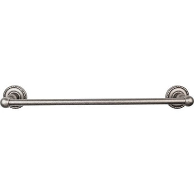 Top Knobs Edwardian Bath Towel Bar Single, Rope Backplate 18" in Antique Pewter