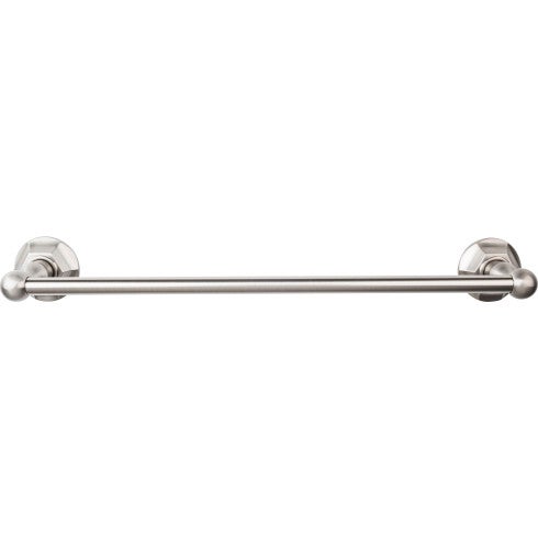 Top Knobs Edwardian Bath Towel Bar Single, Hex Backplate 18" in Brushed Satin Nickel