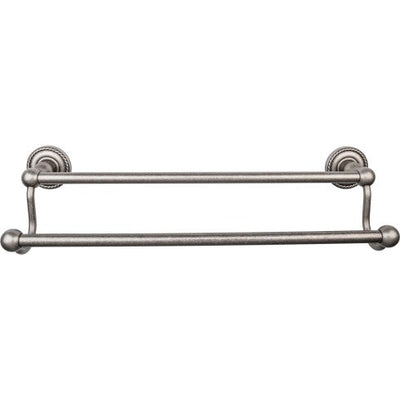 Top Knobs Edwardian Bath Towel Bar Double, Rope Backplate 18" in Antique Pewter