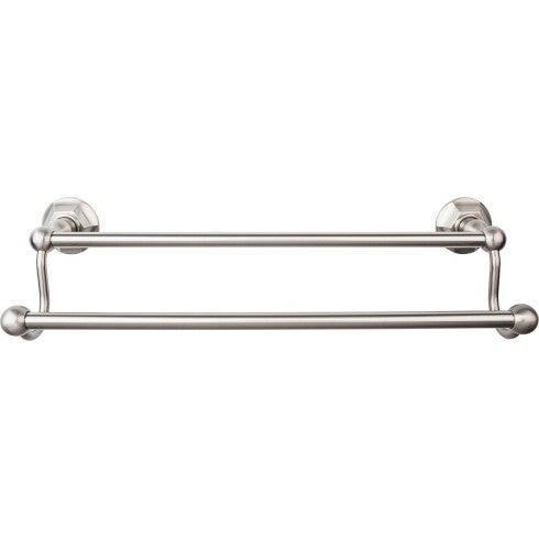Top Knobs Edwardian Bath Towel Bar Double, Hex Backplate 18" in Brushed Satin Nickel