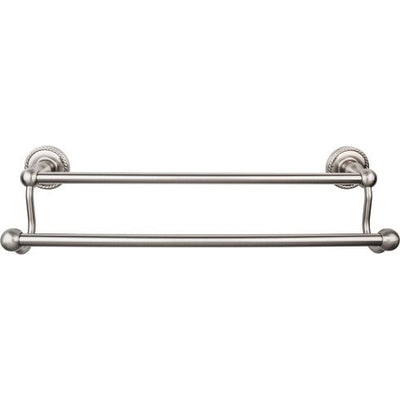 Top Knobs Edwardian Bath Towel Bar Double, Rope Backplate 18" in Brushed Satin Nickel