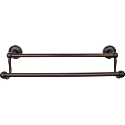 Top Knobs Edwardian Bath Towel Bar Double, Ribbon Backplate 18" in Oil Rubbed Bronze