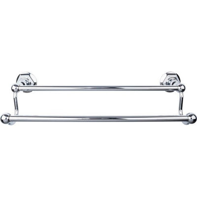 Top Knobs Edwardian Bath Towel Bar Double, Hex Backplate 18" in Polished Chrome