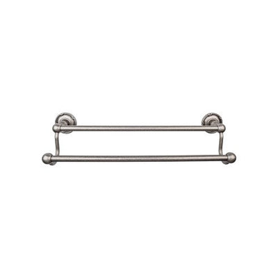 Top Knobs Edwardian Bath Towel Bar Double, Ribbon Backplate 24" in Antique Pewter