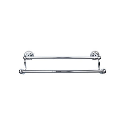 Top Knobs Edwardian Bath Towel Bar Double, Rope Backplate 24" in Polished Chrome