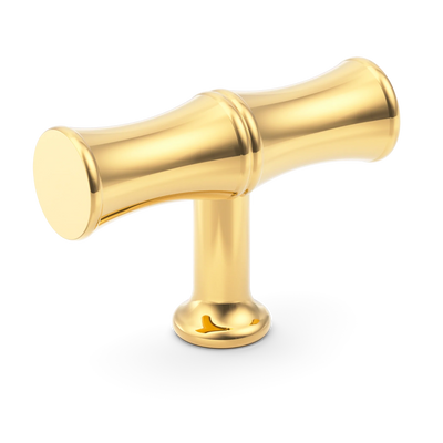 Armac Martin Grove Bamboo T-bar Handle in 64mm / Polished Brass Lacquered