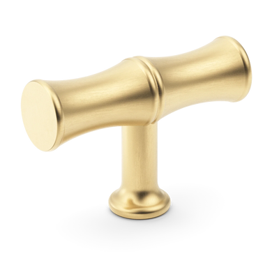 Armac Martin Grove Bamboo T-bar Handle in 64mm / Satin Brass Unlacquered