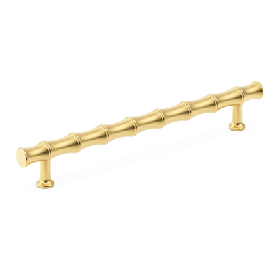 Armac Martin Grove Bamboo Cabinet Handle in 96mm / Satin Brass Lacquered