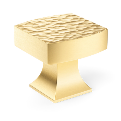 Armac Martin Harold Hammered Cabinet Knob in 32mm / Satin Brass Unlacquered