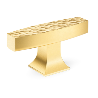 Armac Martin Harold Hammered T-bar Handle in 58mm / Satin Brass Satin Lacquered