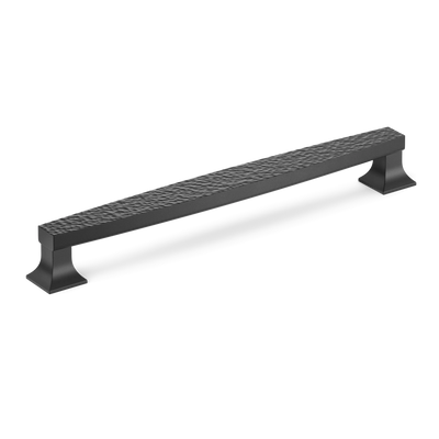 Armac Martin Harold Hammered Cabinet Handle in 96mm / Matt Black Lacquered