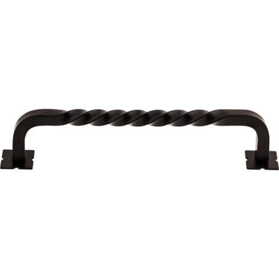 Top Knobs Square Twist D Pull 6" c-c in Patina Black