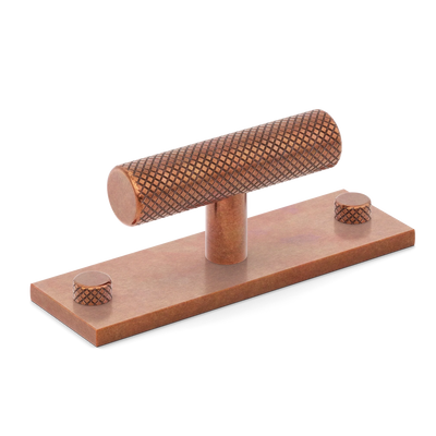 Armac Martin MIX Diamond Knurled T-bar Handle & Backplate in 65mm / Aged Copper