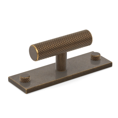 Armac Martin MIX Diamond Knurled T-bar Handle & Backplate in 65mm / Dark Aged Brass