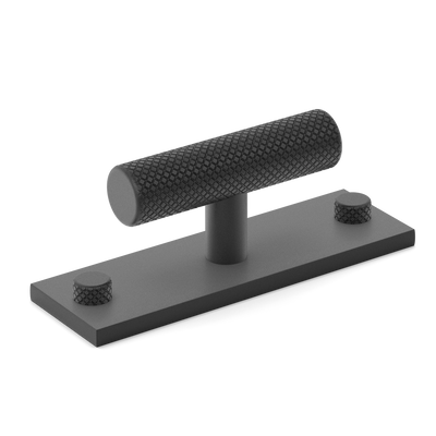 Armac Martin MIX Diamond Knurled T-bar Handle & Backplate in 65mm / Matt Black Lacquered