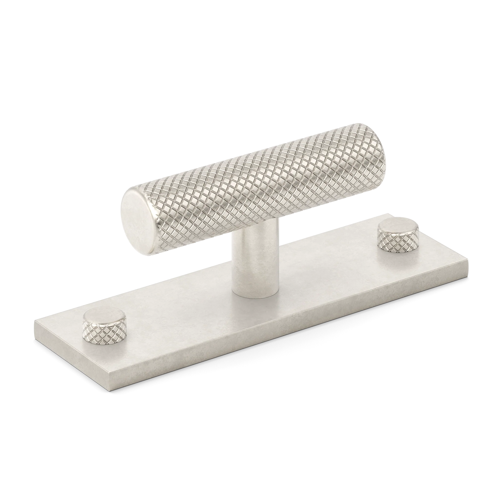 Armac Martin MIX Diamond Knurled T-bar Handle & Backplate in 65mm / Barrelled Nickel Plate
