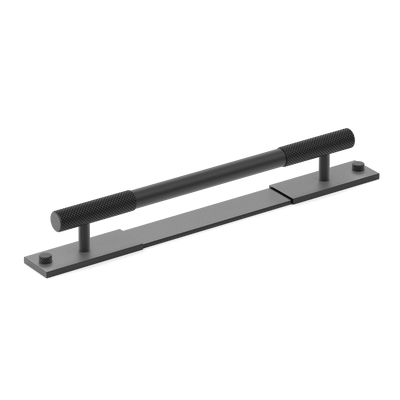 Armac Martin MIX Diamond Knurled Pull Handle & Backplate in 128mm / Matt Black Lacquered